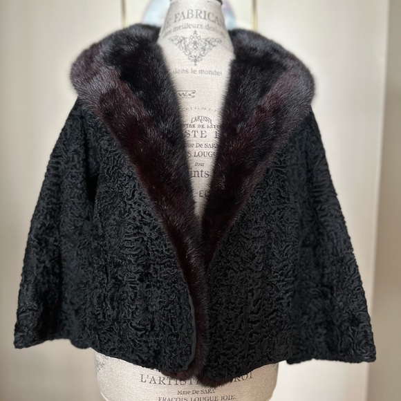 persian lamb Jackets & Blazers - PERSIAN LAMB, MINK FUR COLLAR JACKET